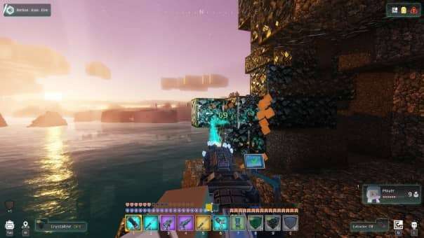 Using a ray gun to extract materials from the voxel terrain in the Cubic Odyssey review.