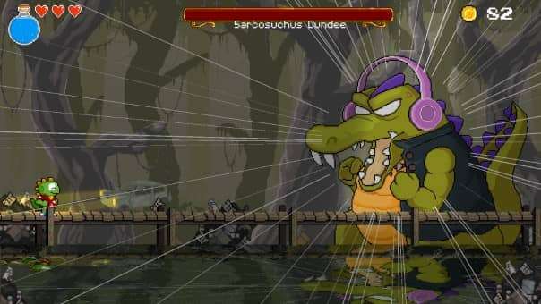 Epic boss battle in Dinopunk: the Cacops adventure review, featuring a prehistoric showdown with powerful enemies and dynamic combat mechanics.