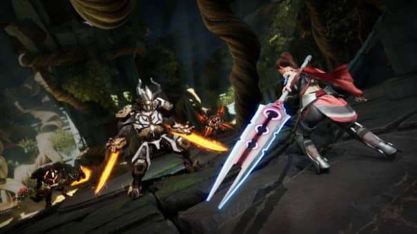 Empyreal Review – Locked in a tense face-off, lance poised for battle, ready to strike in a high-stakes combat encounter.