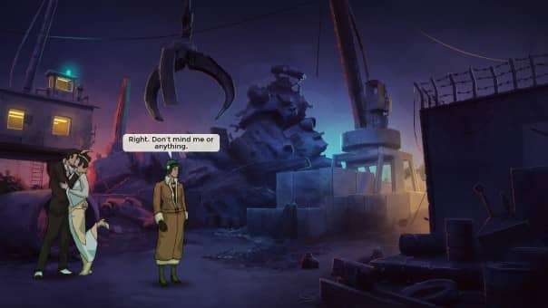 Fia meets a new client in a cluttered junkyard in our Old Skies review, navigating time-travel intrigue.