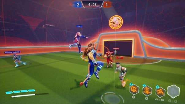 Football Heroes League Review – Intense aerial battle as players leap for possession, showcasing high-energy soccer competition.