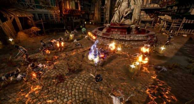 A chaotic battle scene in the Hordes of Hunger review, featuring intense enemy swarms and strategic combat.