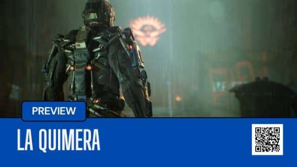A dynamic shot from the La Quimera preview review, highlighting its intense action and exoskeleton combat.