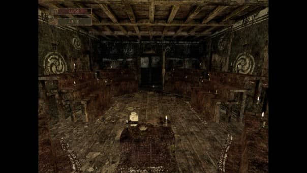 A haunting glimpse from the Labyrinth Of The Demon King review, showcasing a decayed ceremonial room worn down by time and neglect.