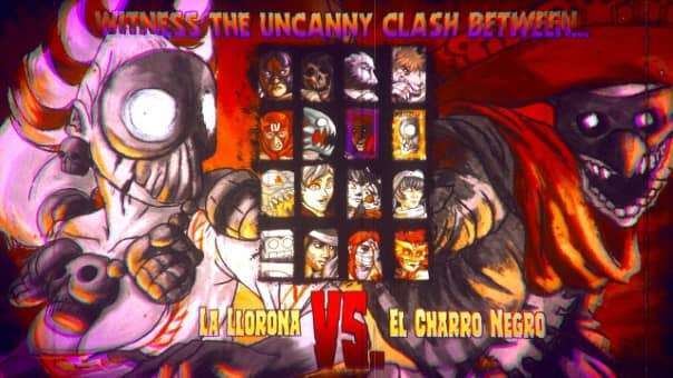 The Mostroscopy review showcases the character select screen, highlighting its diverse roster of fighters.