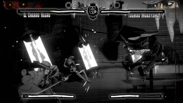 The Mostroscopy review showcases a dramatic noir-filtered battle, emphasizing its vintage horror aesthetic and intense combat