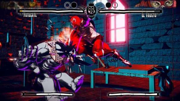 The Mostroscopy review showcases an intense battle between Yotecatl and El Fausto, highlighting the game's dynamic combat.