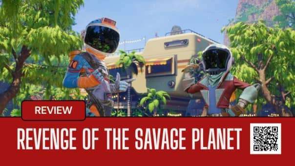 A vibrant scene from the Revenge of the Savage Planet review, showcasing its colorful open-world exploration.