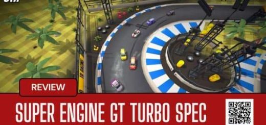 A dynamic racing scene from the Super Engine GT Turbo Spec review, highlighting high-speed action and stunning visuals.