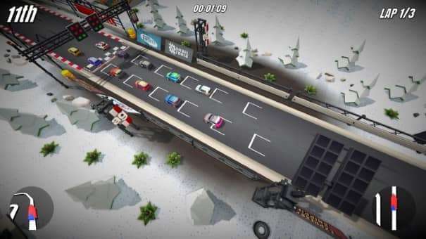 A breathtaking race from the Super Engine GT Turbo Spec review, with cars speeding through the snowy Alps in intense competition.