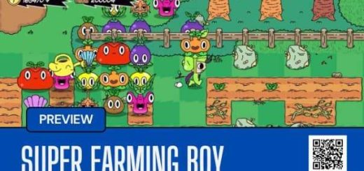 A dynamic scene from the Super Farming Boy review, highlighting its unique farming and flying mechanics.