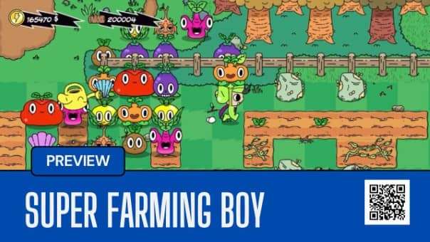 A dynamic scene from the Super Farming Boy review, highlighting its unique farming and flying mechanics.