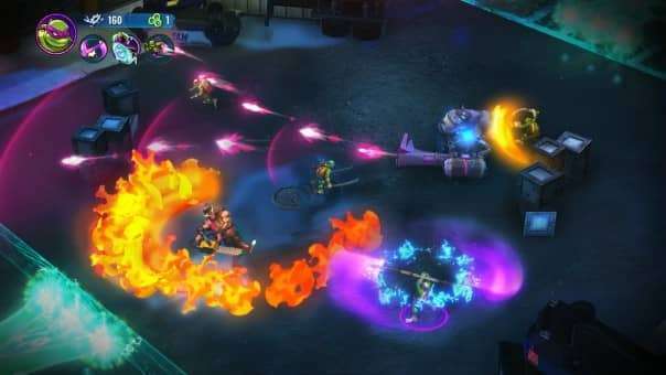 A dynamic battle scene from the Teenage Mutant Ninja Turtles: Splintered Fate review, highlighting fast-paced action and fluid combat.