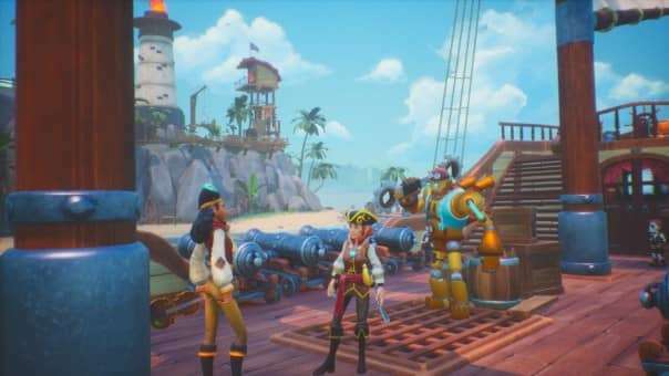 A pivotal moment from the Trident's Tale review, where the main character engages in a crucial conversation with the captain on the ship’s deck.