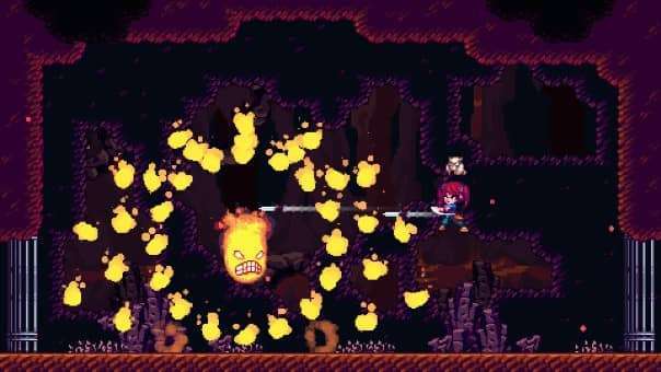 A fierce showdown from the Wings of Endless review, featuring an intense fight against a massive fire sprite.