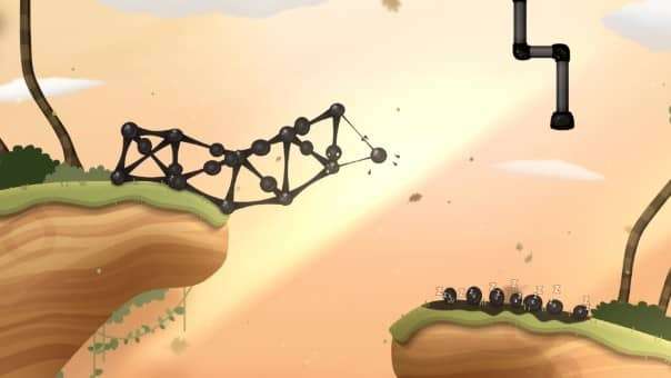 World Of Goo 2 Review – A partially built goo bridge showcasing the game's intricate physics, creative puzzle-solving, and strategic gameplay.