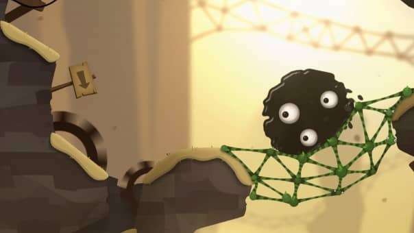 World Of Goo 2 Review – A massive goo ball crossing a goo bridge, showcasing the game's inventive physics-based puzzle mechanics and dynamic movement.