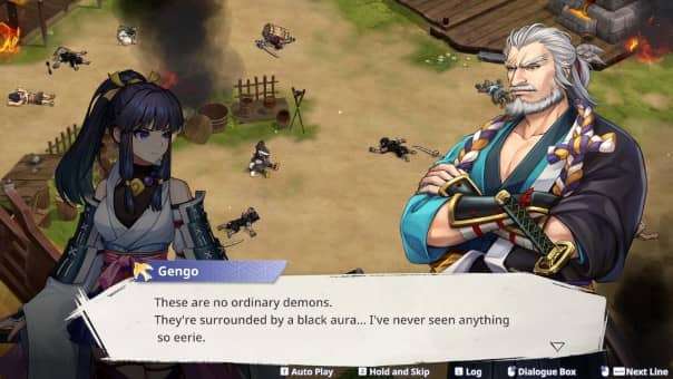 A dialogue exchange from the Yasha: Legends of the Demon Blade review, showcasing its interactive story elements.