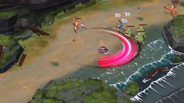 A fierce battle from the Yasha: Legends of the Demon Blade review, showcasing combat with a newly acquired weapon.