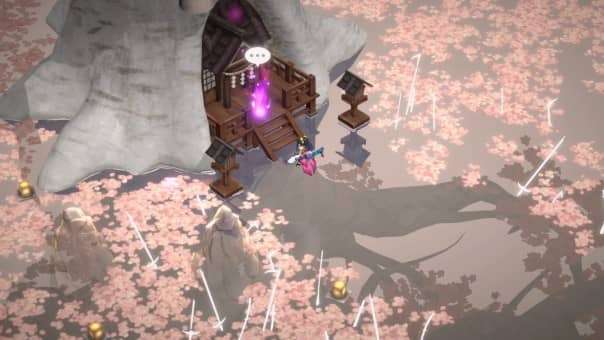 The upgrade shrine from the Yasha: Legends of the Demon Blade review, where players enhance their abilities.