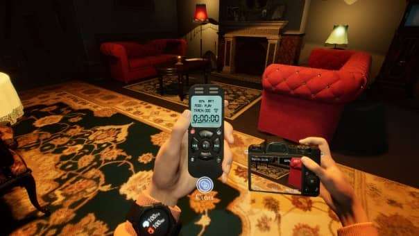 An investigator detects paranormal activity in Among The Whispers: Provocation review, using specialized ghost-hunting equipment.