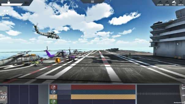 The carrier launch pad in Carrier Deck, showing deployment options for managing aircraft readiness.