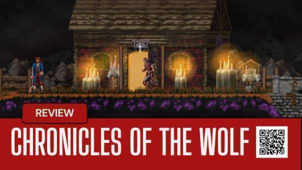 Mateo stands solemnly outside a remote hut beneath a brooding sky in Chronicles of the Wolf’s shadowy world.