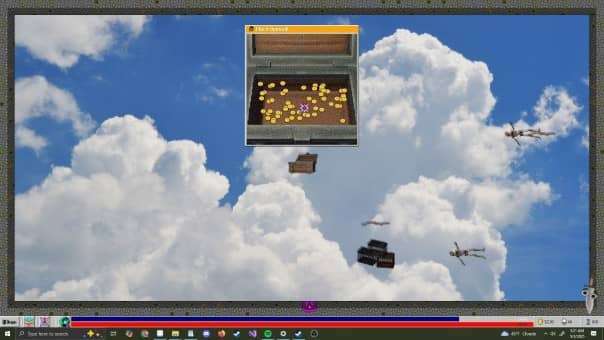 The loot chest opening screen from the Desktop Survivors 98 review, showcasing rewards and upgrades.