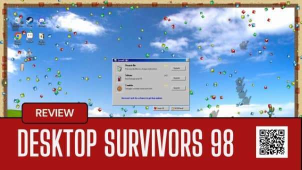A chaotic scene from the Desktop Survivors 98 review, showcasing its bullet hell action.