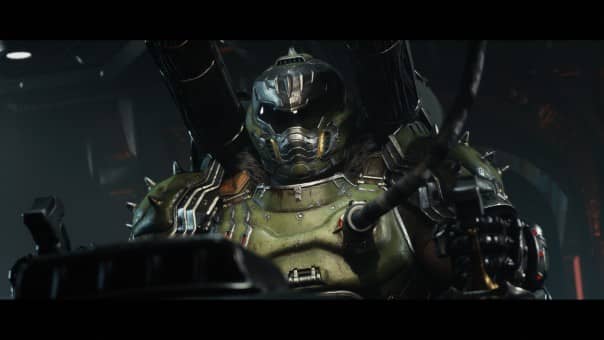 A detailed close-up of the Doom Slayer in the DOOM: The Dark Ages review, showcasing his battle-worn armor and intense presence.