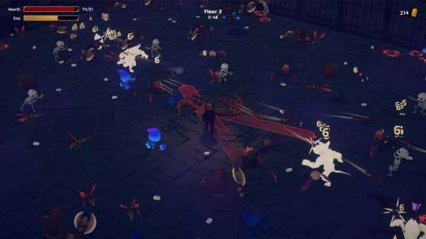 A swarm of enemies engulfs the player in God of Weapons, creating a frantic, action-packed battlefield.