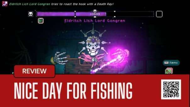 A cozy pixel art fishing village featured in the Nice Day for Fishing review, highlighting the game’s visual charm.