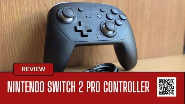 A close-up of the Nintendo Switch 2 Pro Controller, showcasing its ergonomic design in our review.