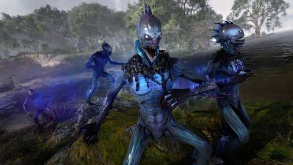Sinister water-dwelling enemies emerge in Sanctuary Reborn, fully revealed in a chilling display of otherworldly design.