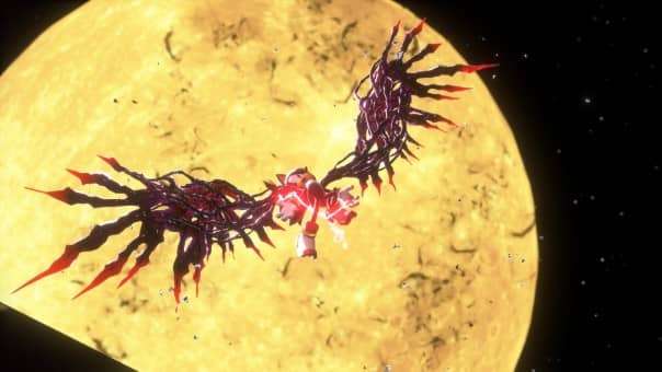 A powerful visual from the SONIC X SHADOW GENERATIONS review showing Shadow the Hedgehog revealing his wings beneath a moonlit sky.