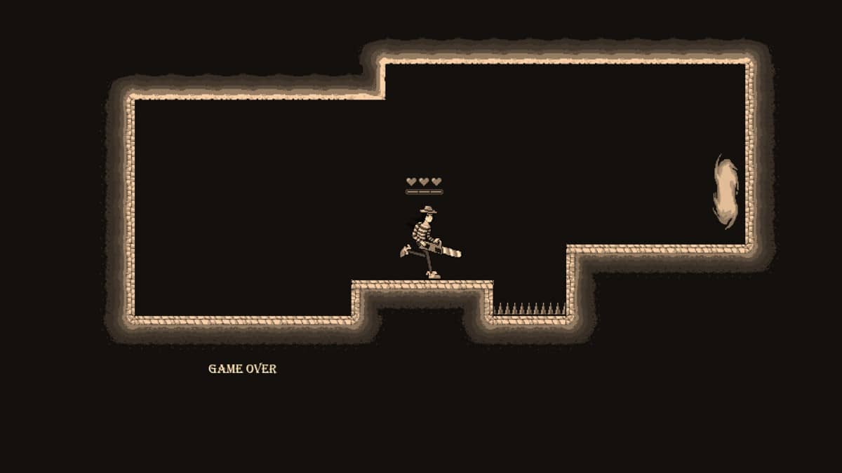 ABSURDIKA Rebuild’s protagonist enters a glowing portal post-death, marking a surreal shift in the game’s cycle of revival.