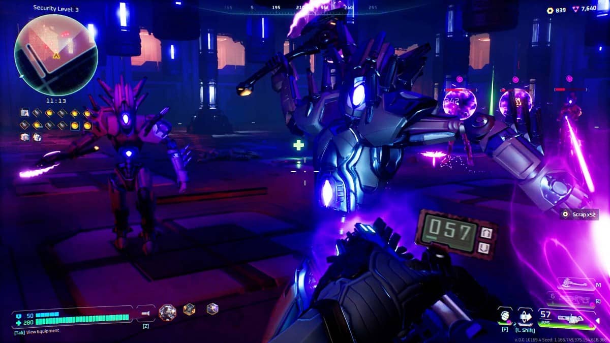 Deadzone Rogue player fights off an aggressive swarm of axe-wielding knight enemies in a brutal mid-run combat encounter.