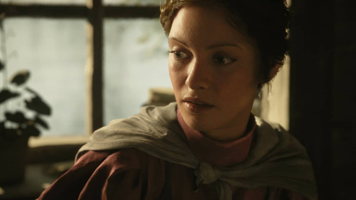 Close-up of Hanna’s face in a cutscene from Eriksholm, highlighting facial detail in our review breakdown.