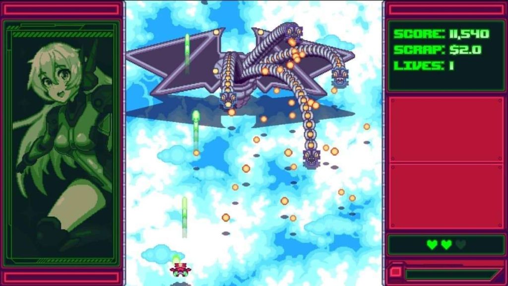 A towering dragon-like boss prepares to strike in Ex-Calibre’s dramatic aerial review battle.