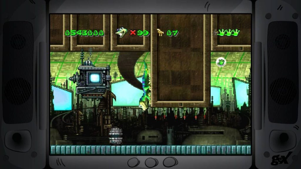 Gex climbing wall during key platforming section in our review.