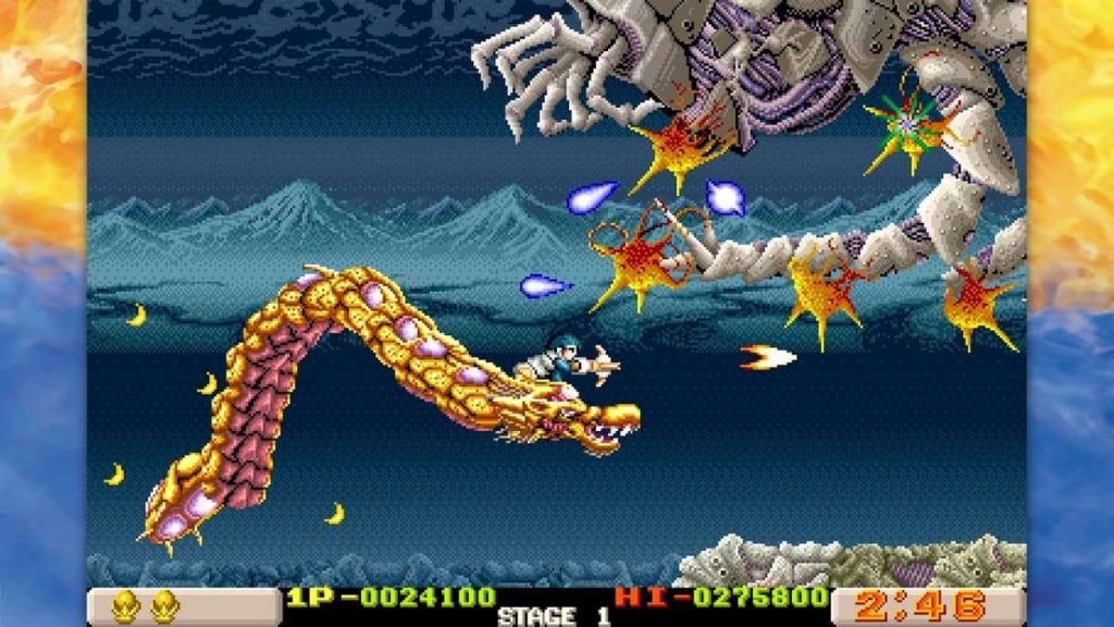 Dragon Breed in Irem Collection Volume 3 shows off its fire-breathing dragon and intense enemy waves.