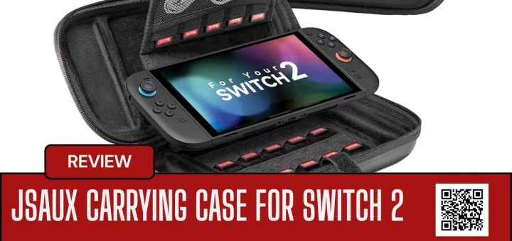 JSAUX Carrying Case for Switch 2 shown open with console securely stored, highlighting key features for an in-depth analysis.