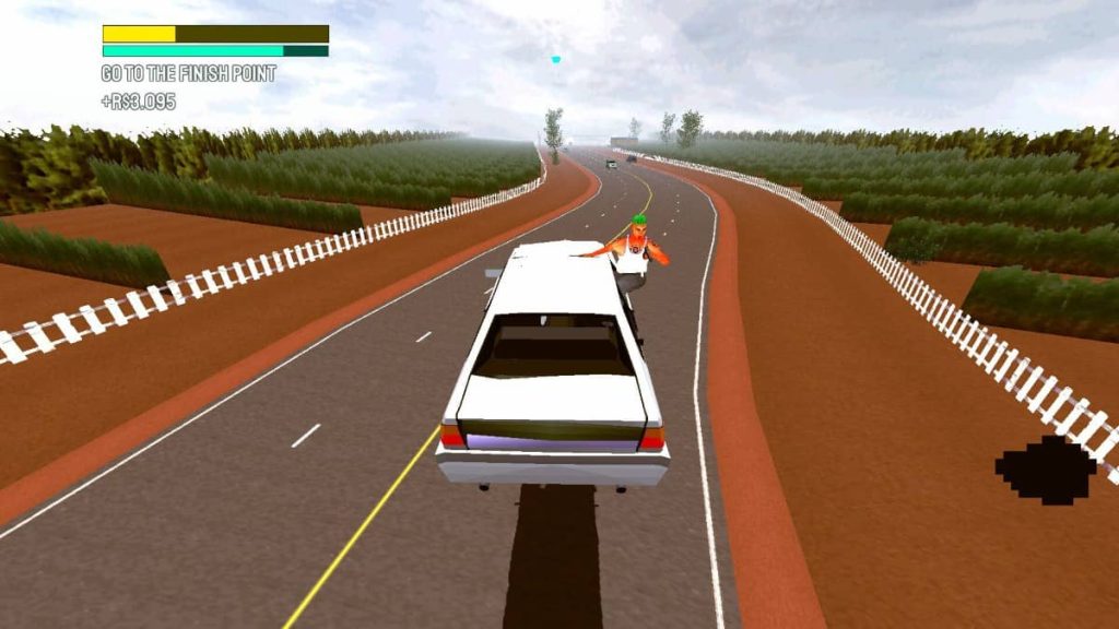 Copilot’s car launches off a ramp in pursuit, capturing a high-flying chase moment featured in the review.