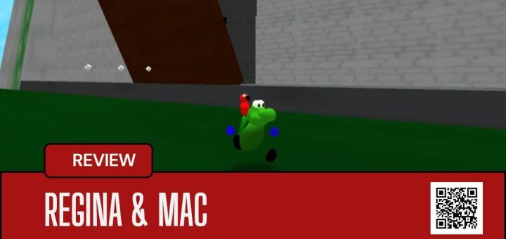 Regina and Mac dash past a sunlit castle drawbridge in this vibrant gameplay moment from Regina & Mac.