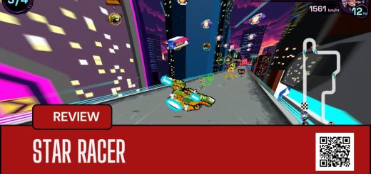 Multiple racers clash on a hi-tech track in Star Racer, showcasing chaos, lock-ons, and missile combat in an in-depth gameplay analysis.