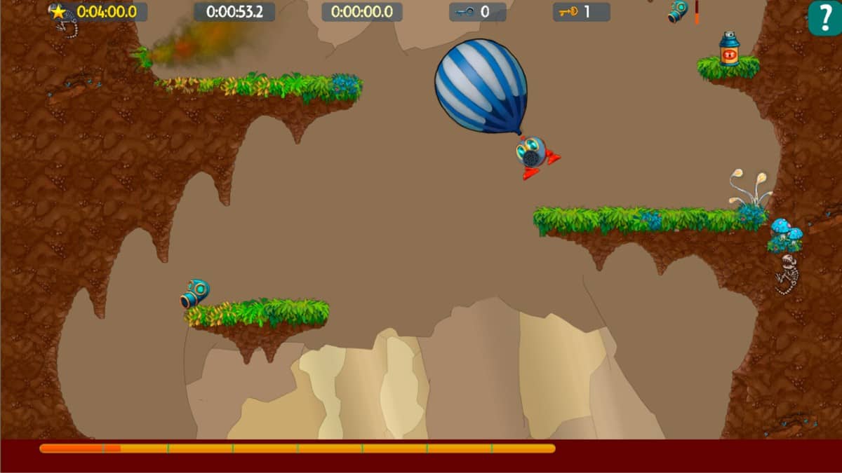 An airborne enemy descends via parachute with a gas mask in The Flea Evolution Bugaboo, mid-level encounter in grassy terrain.
