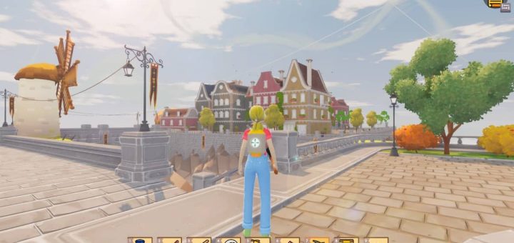 Main character in Beaten Path overlooking the newly discovered town in this early gameplay moment.