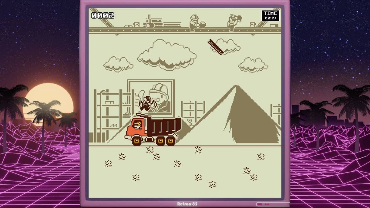 DUCK Dangerous Ultimate Cartridge Kidnapper features 8-bit chickens racing in a retro game scene with vibrant border art.