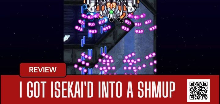 Intense boss fight in I Got Isekai’d Into a Shmup with pink bullet patterns and a 300-hit combo in full display