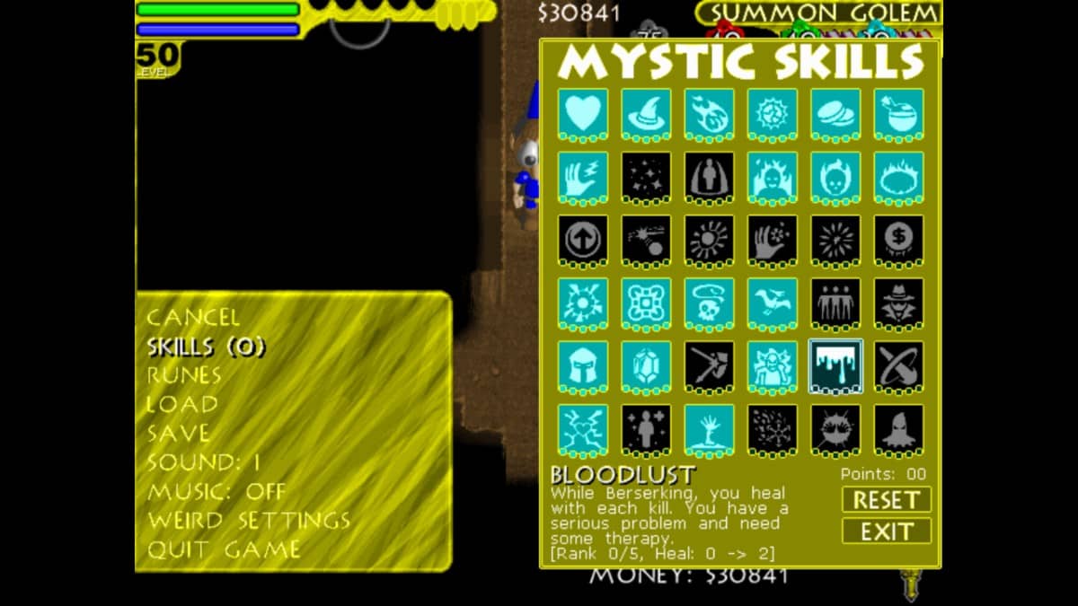 Kid Mystic: Enchanted Edition skill tree screen showing deep customization and character build choices.